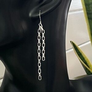 $10 SALE Handmade Long Dual Chain Link Earrings 3” Minimalist Layered Metal